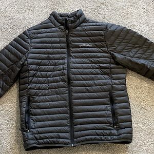 Mens Eddie Bauer size Medium gray down jacket.